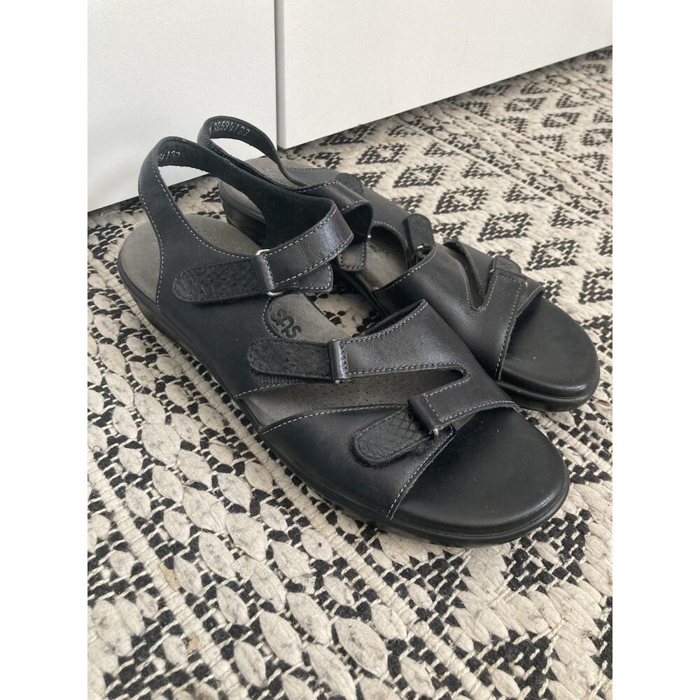 SAS Tabby Slingback Sandals Womens Size 7.5N Black Leather Tripad Comfort